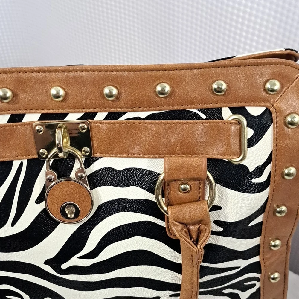 Brown and Black Zebra Print Women's Bag